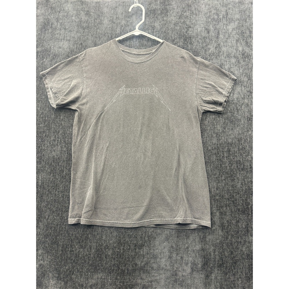 Metallica T Shirt Mens SM Gray Cotton Acid Wash Grunge Short Sleeve Crew Neck